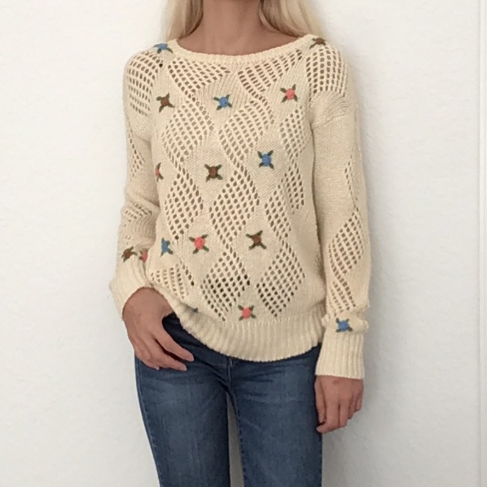 LeRoy Vintage Crochet Sweater Size Large